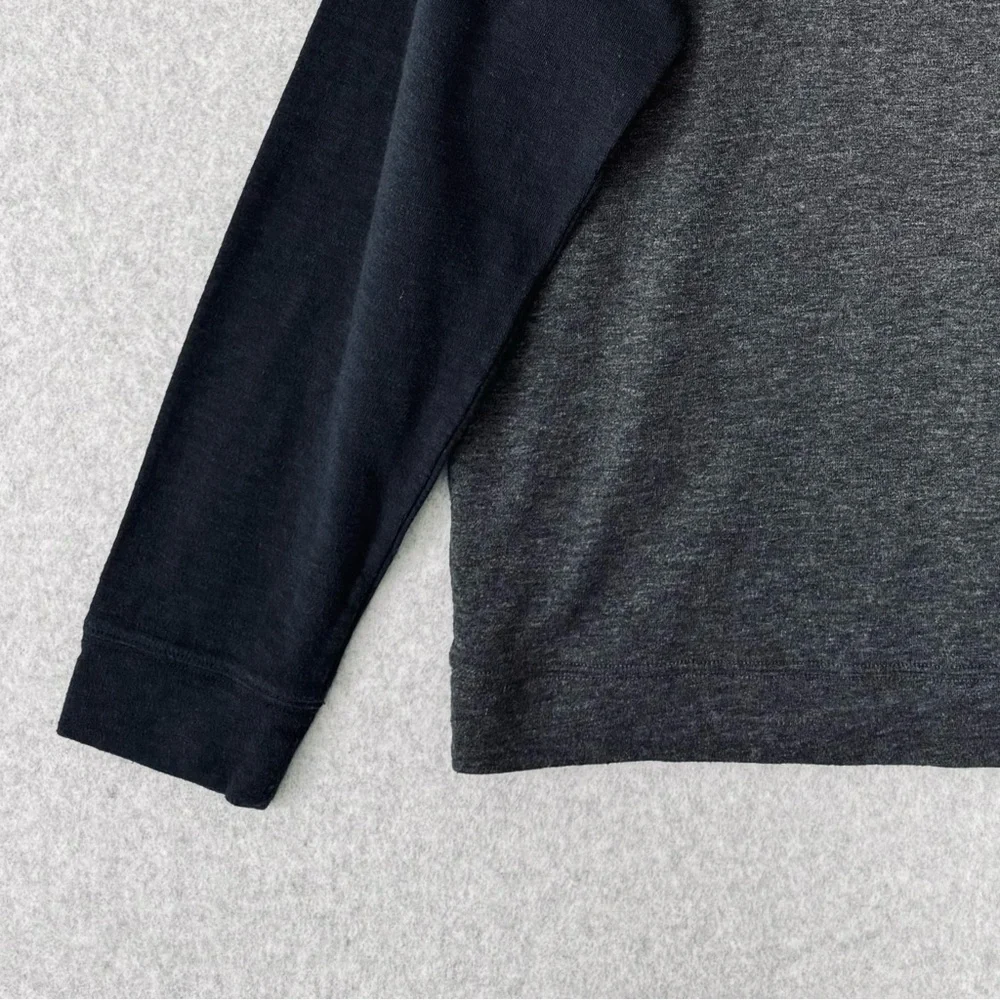 Vince Pullover Hoodie Mens Large Gray Navy Blue Double Knit Long Sleeve Pocket - Picture 10 of 15